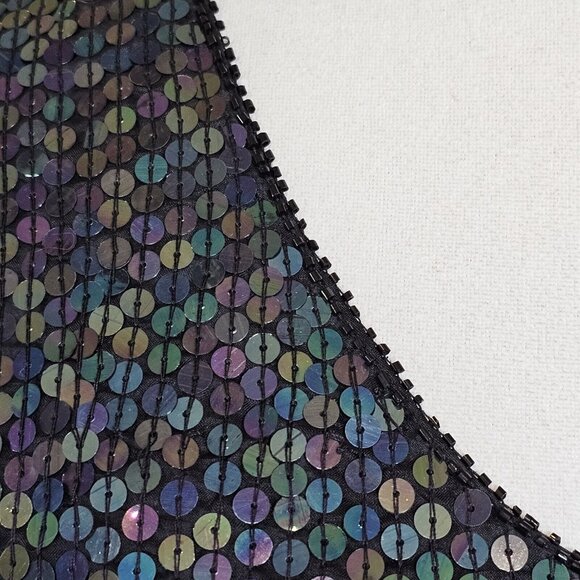 80s Womens Small Black Mermaid Sequins Tank Evening Blouse Silk Cocktail NWT - Picture 7 of 12
